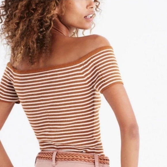 Madewell Tops - Madewell Ribbed Off Shoulder Knit Striped Top